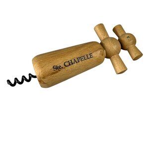 Ste. Chapelle Wooden Corkscrew Wine Opener with Metal Spiral Kitchen Gadget
